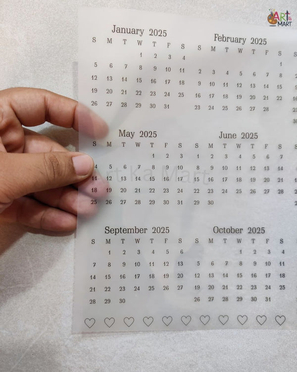 A4 INSERT SHEET - 2025 CALENDER