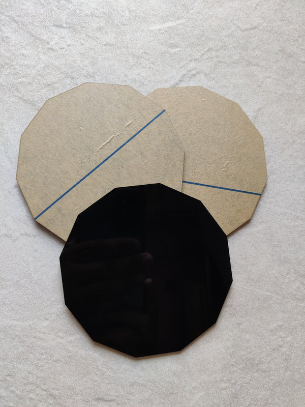 Art Ka Mart - 12 corner Black Acrylic Coaster - 4 Inch