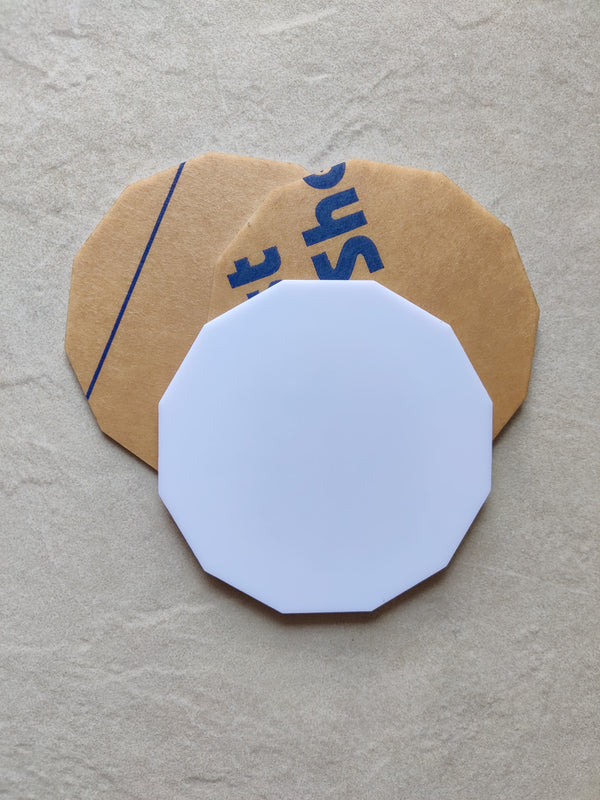 Art Ka Mart - 12 corner White Acrylic Coaster - 4 Inch