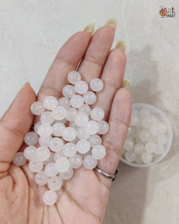 WHITE TRANSLUCENT BEADS (50PCS)
