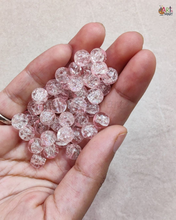 LIGHT PINK GLASS BEADS (50 PCS)