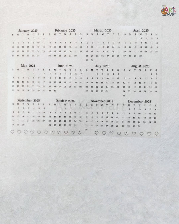 A4 INSERT SHEET - 2025 CALENDER