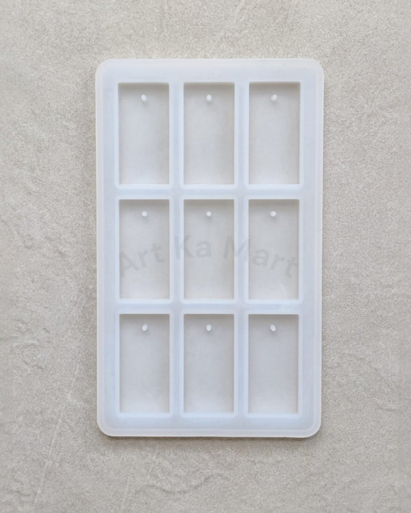 9 CAVITY 1 INCH BY 2 INCH RECTANGLE KEYCHAIN AND JEWELLERY SILICONE MOULD - RESIN ART - ART KA MART