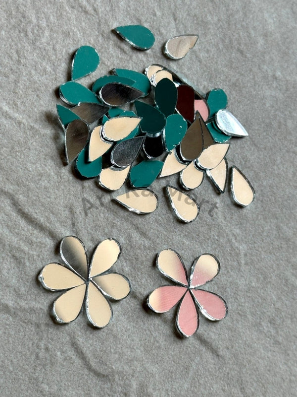 REGULAR TILAK / ALMOND SHAPE SILVER CRAFT MIRROR - CIRCLE SILVER GLASS MIRROR - ART KA MART