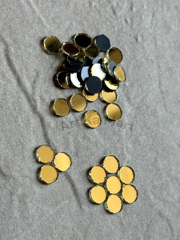 GOLDEN ROUND SHAPE MIRROR GLASS FOR ART AND CRAFT