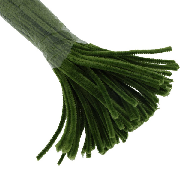 DARK GREEN PIPE CLEANERS SINGLE COLOURS FOR CRAFT AND FLOWERS MAKING