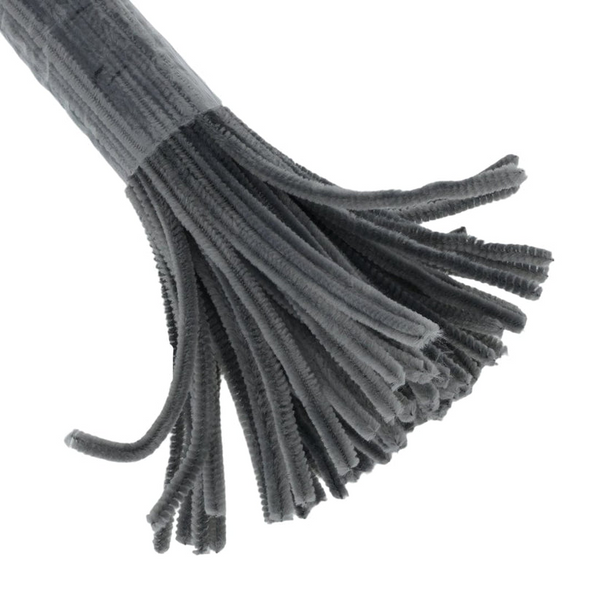 GREY PIPE CLEANERS SINGLE COLOURS FOR CRAFT AND FLOWERS MAKING