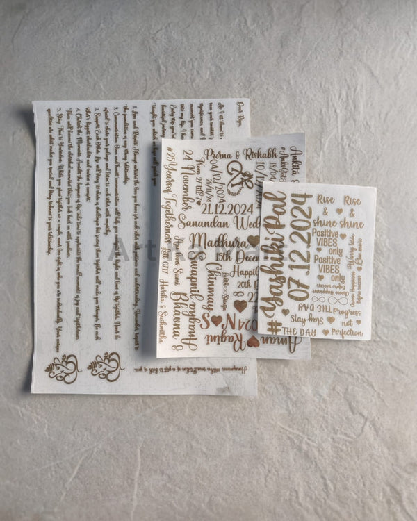 CUSTOM GOLD METAL STICKER SHEET