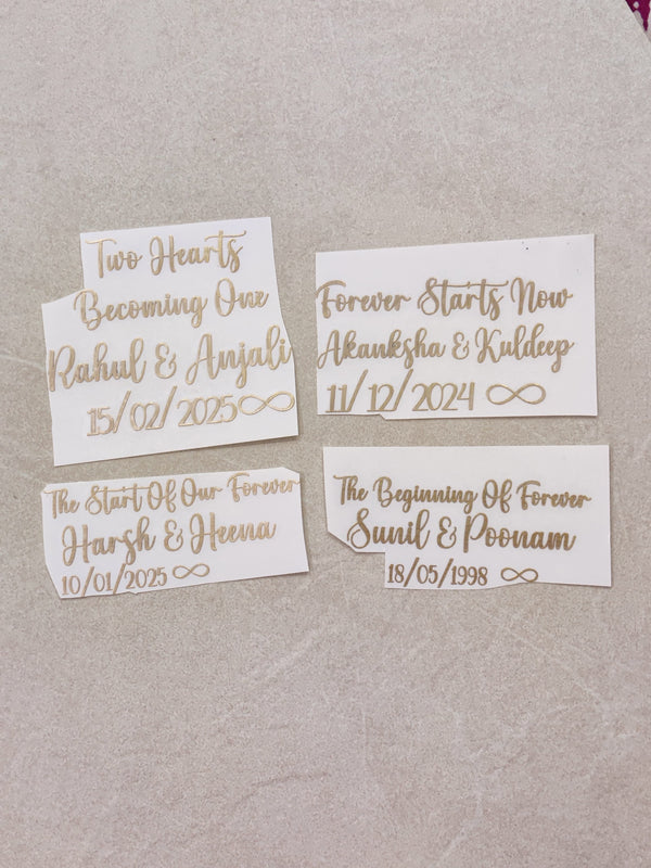 CUSTOM METAL STICKER - COUPLE QUOTES WITH NAME