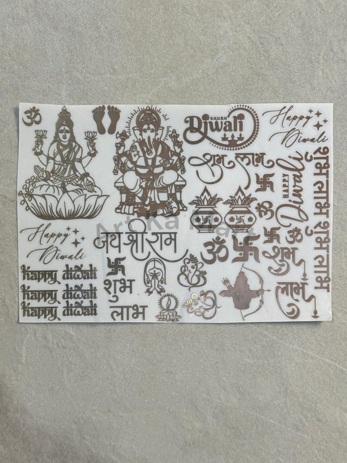 DIWALI - METAL STICKER SHEET - A5 -ART KA MART