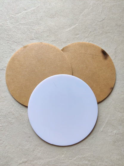 Art Ka Mart - Circle White Acrylic Coaster - 4 Inch