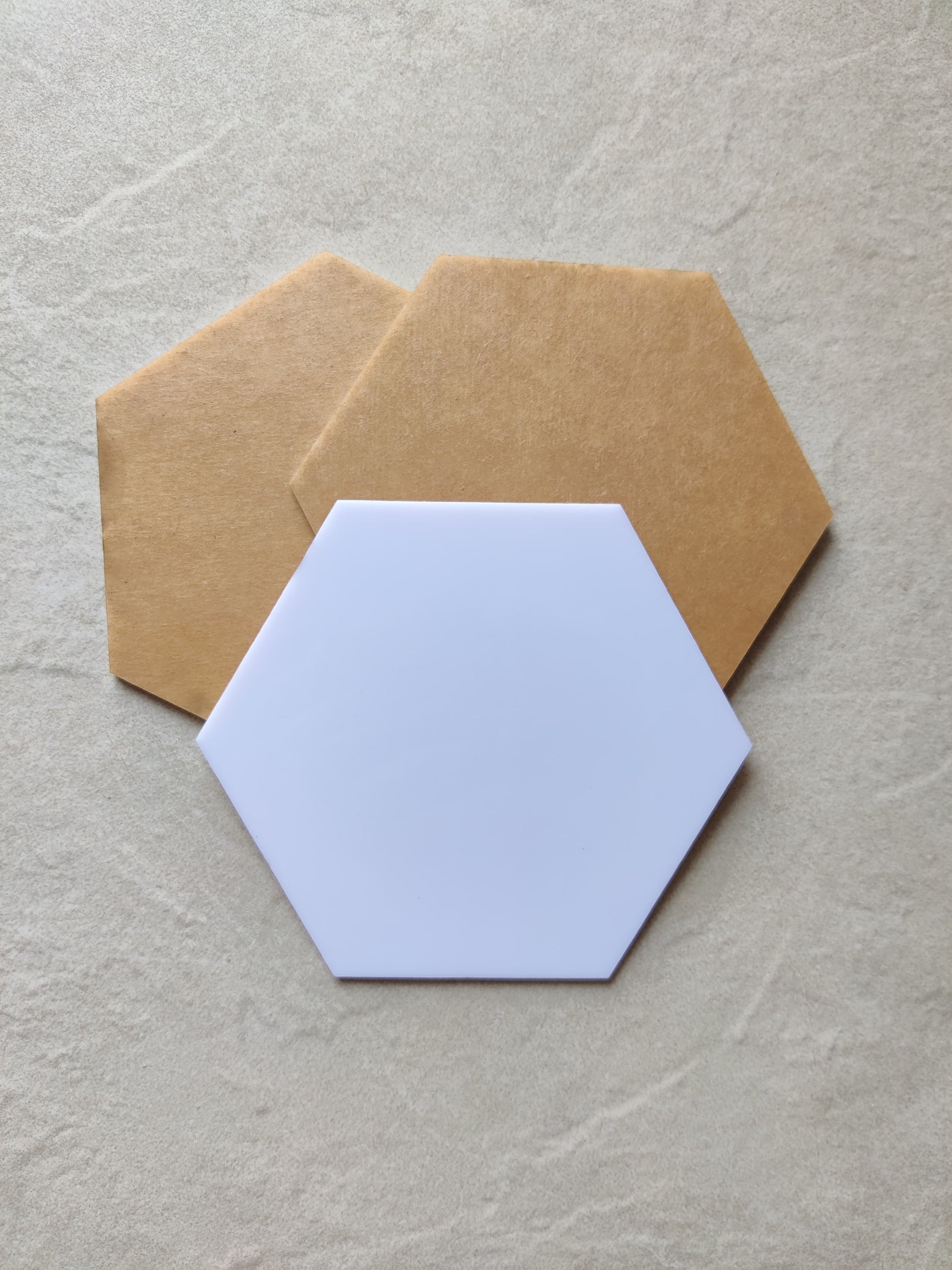 Art Ka Mart - Hexagon White Acrylic Coaster - 4 Inch