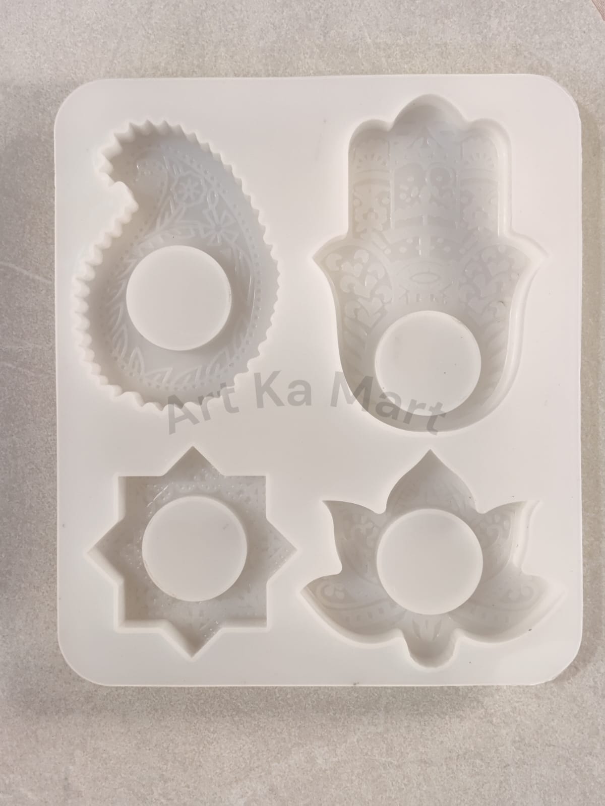 4 IN 1 MANDALA T-LIGHT HOLDER MOULD - ART KA MART